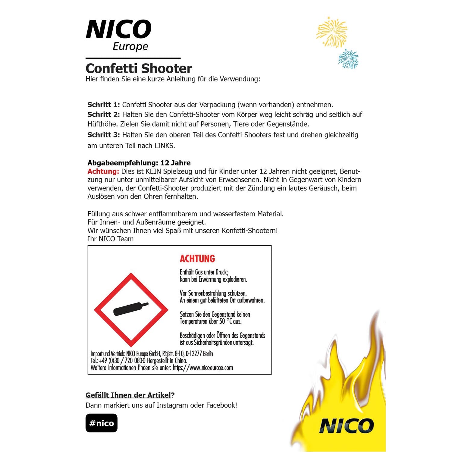 Konfetti Shooter 30 cm bunt