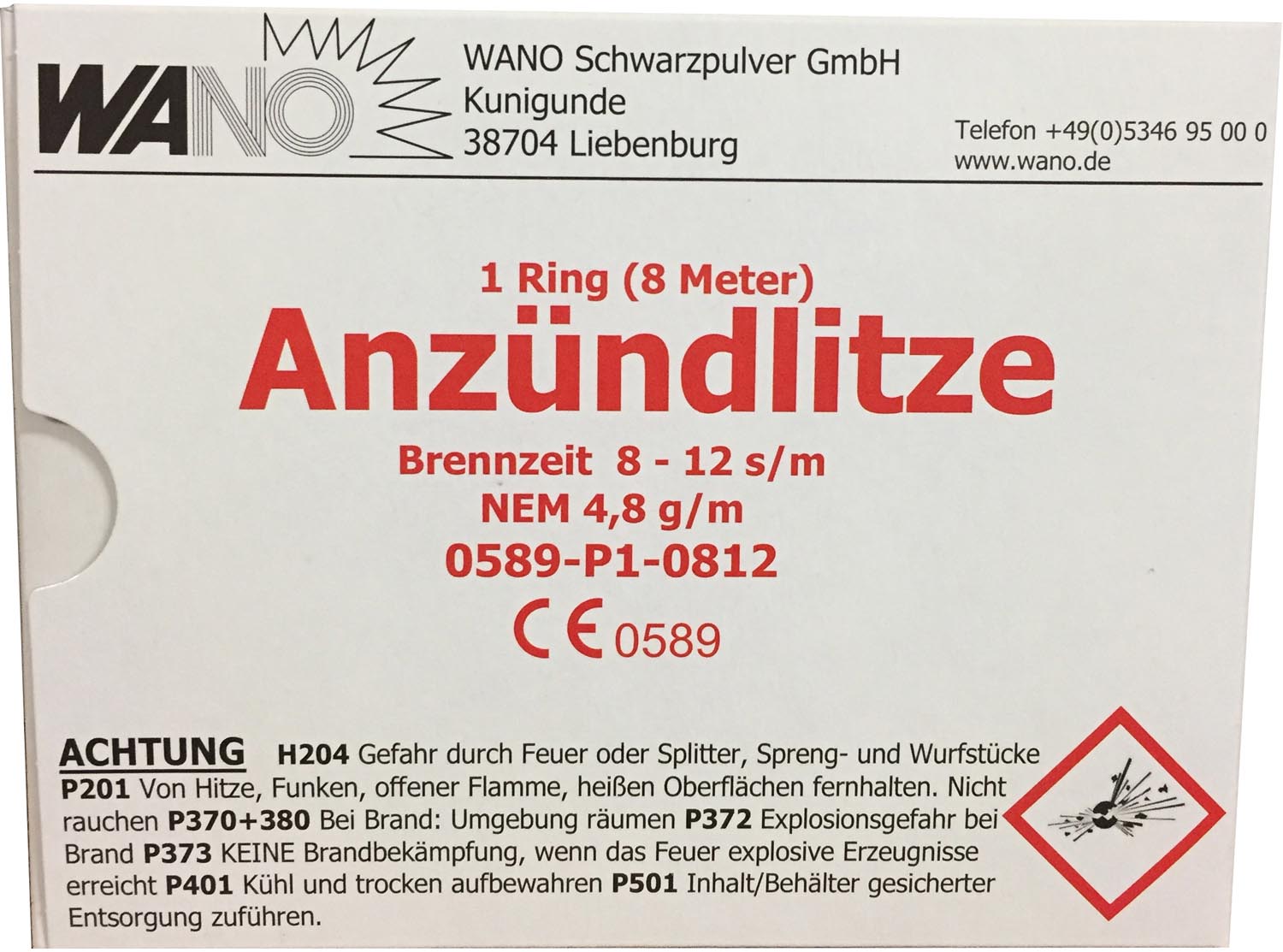 Anzündlitze 8m, Rot, 8-12 s/m